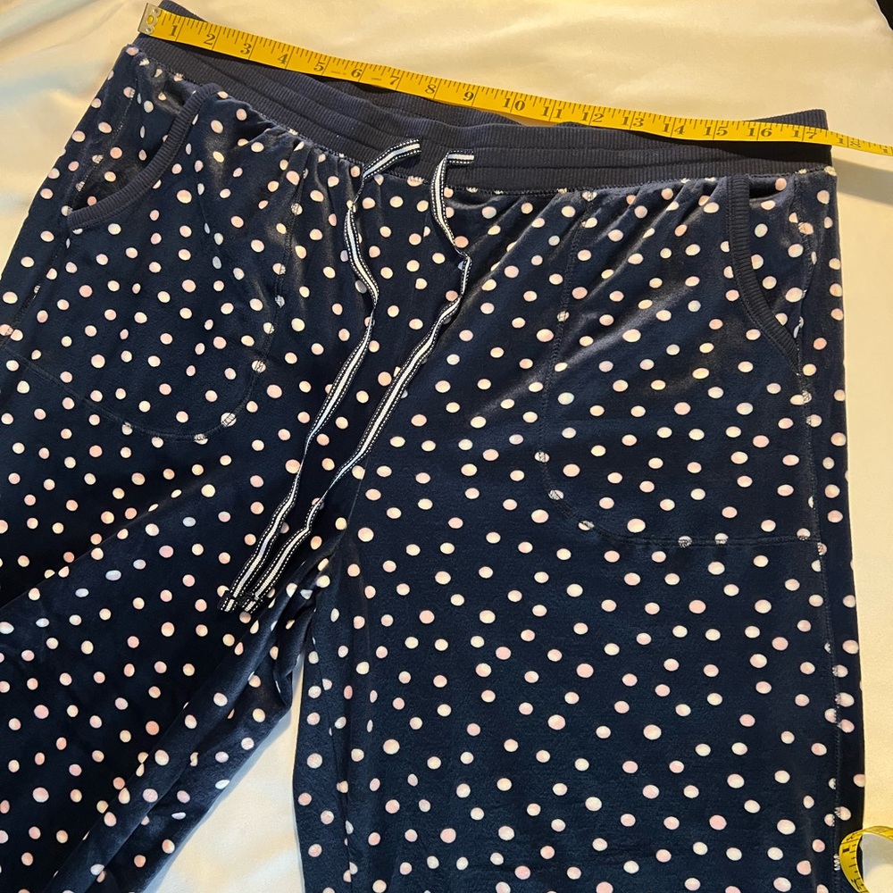 Nautica Two Piece Blue Pink Polka Dots Cozy Velour PJ Sleepwear Set Fall Winter - Picture 12 of 16